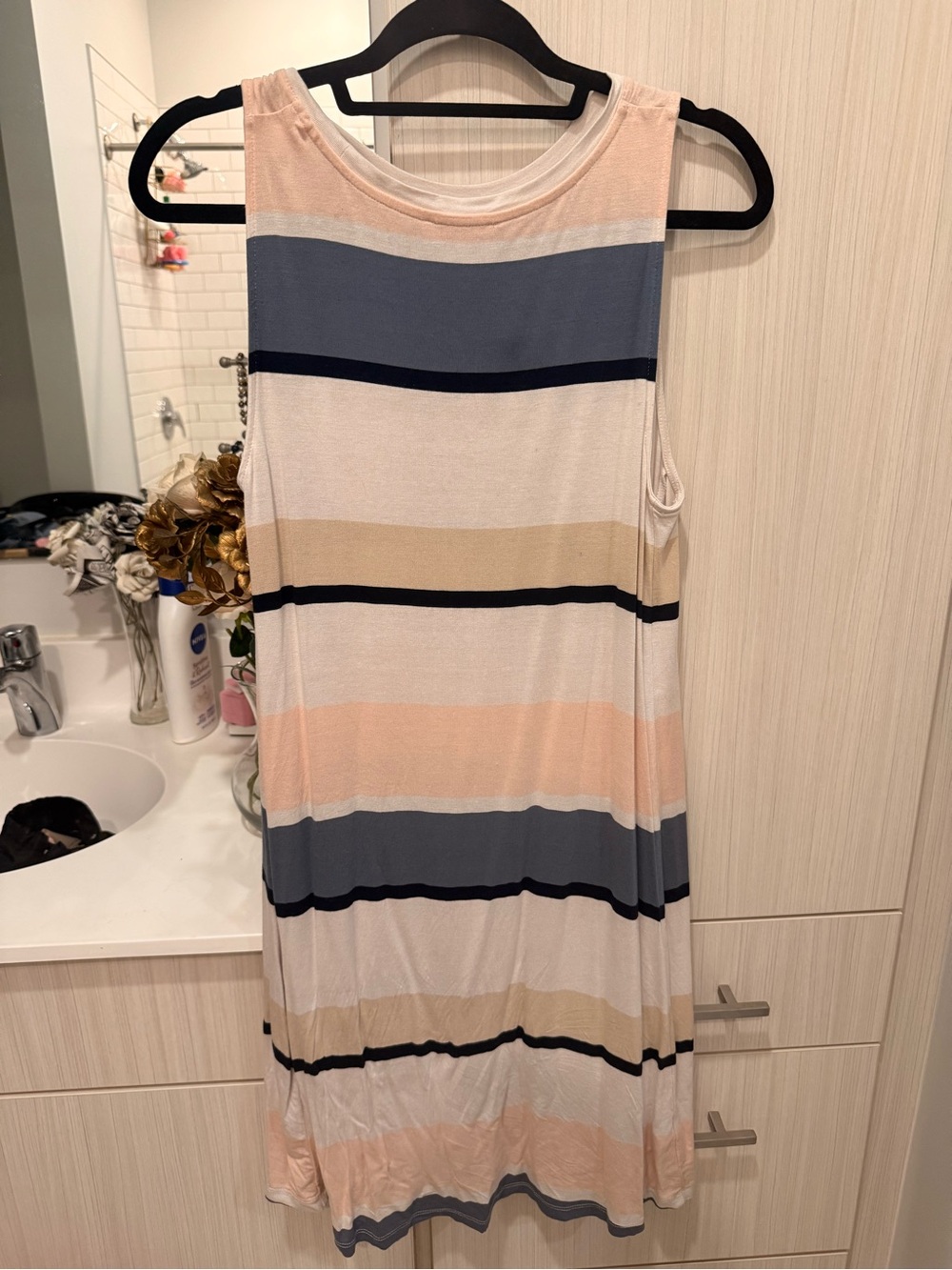 LOFT Outlet Striped Dress in Peach, Light Blue, Navy, Cream